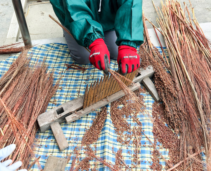 千歯こきの方法